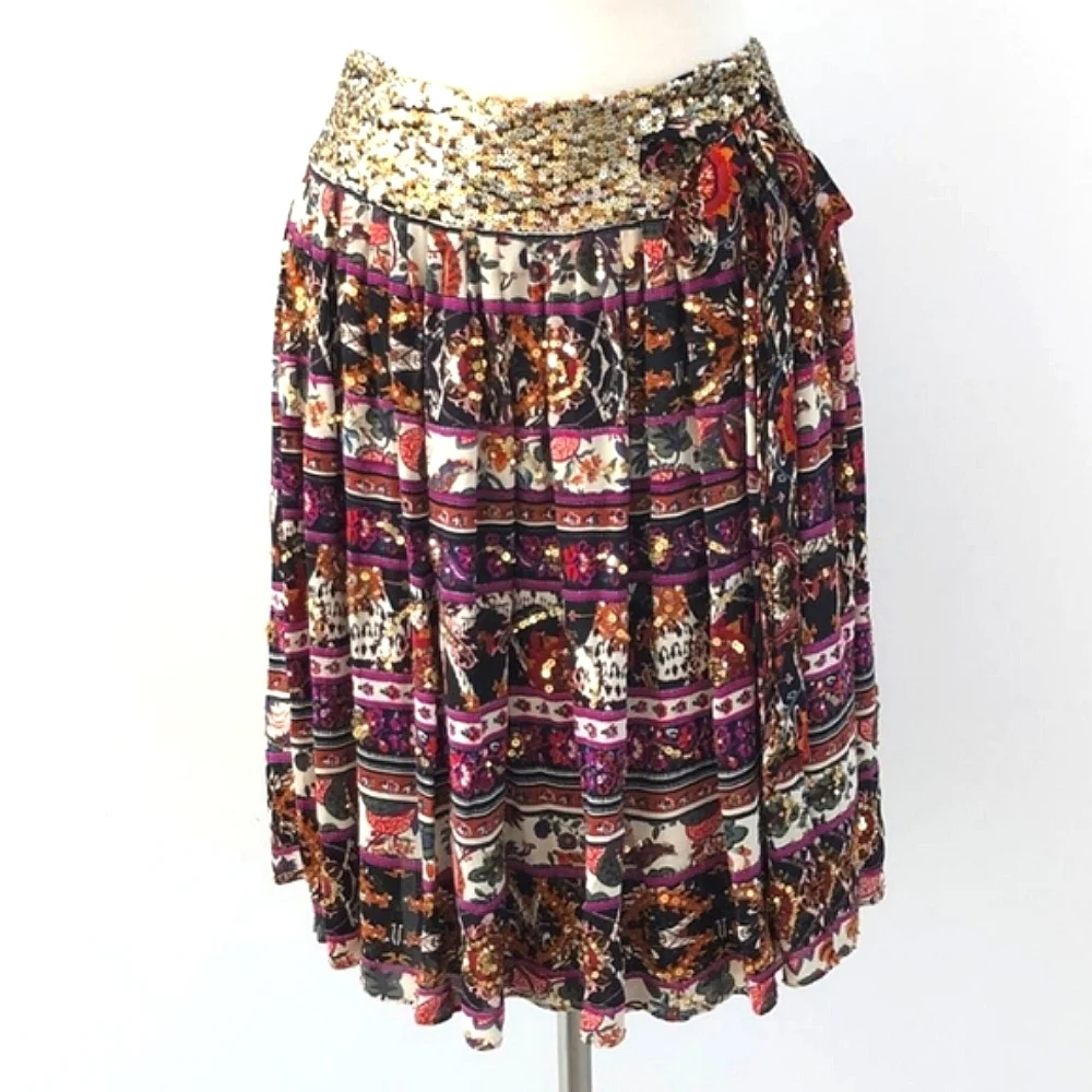 Sequin Silk Boho Skirt - DVF Diane Von Furstenberg